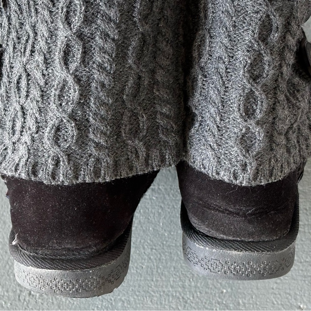 MUK LUK Cheryl Fair Isle Pattern Sweater Knit Fur Lined Side Button Boots - Picture 9 of 14
